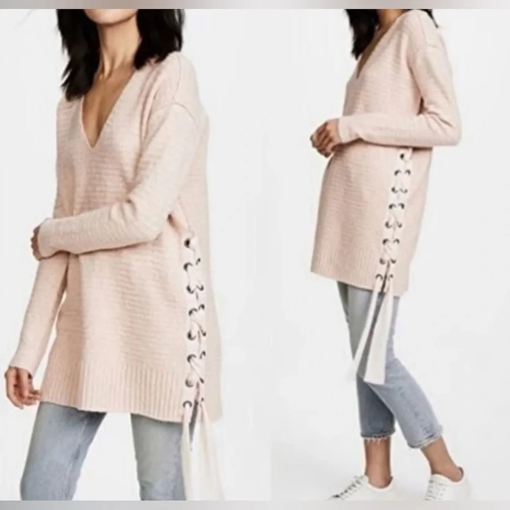 Free People Lace Up Oversized Sweater or Tunic Dress